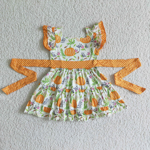 D6-20 Baby Girls pumpkin Sleeve Dress