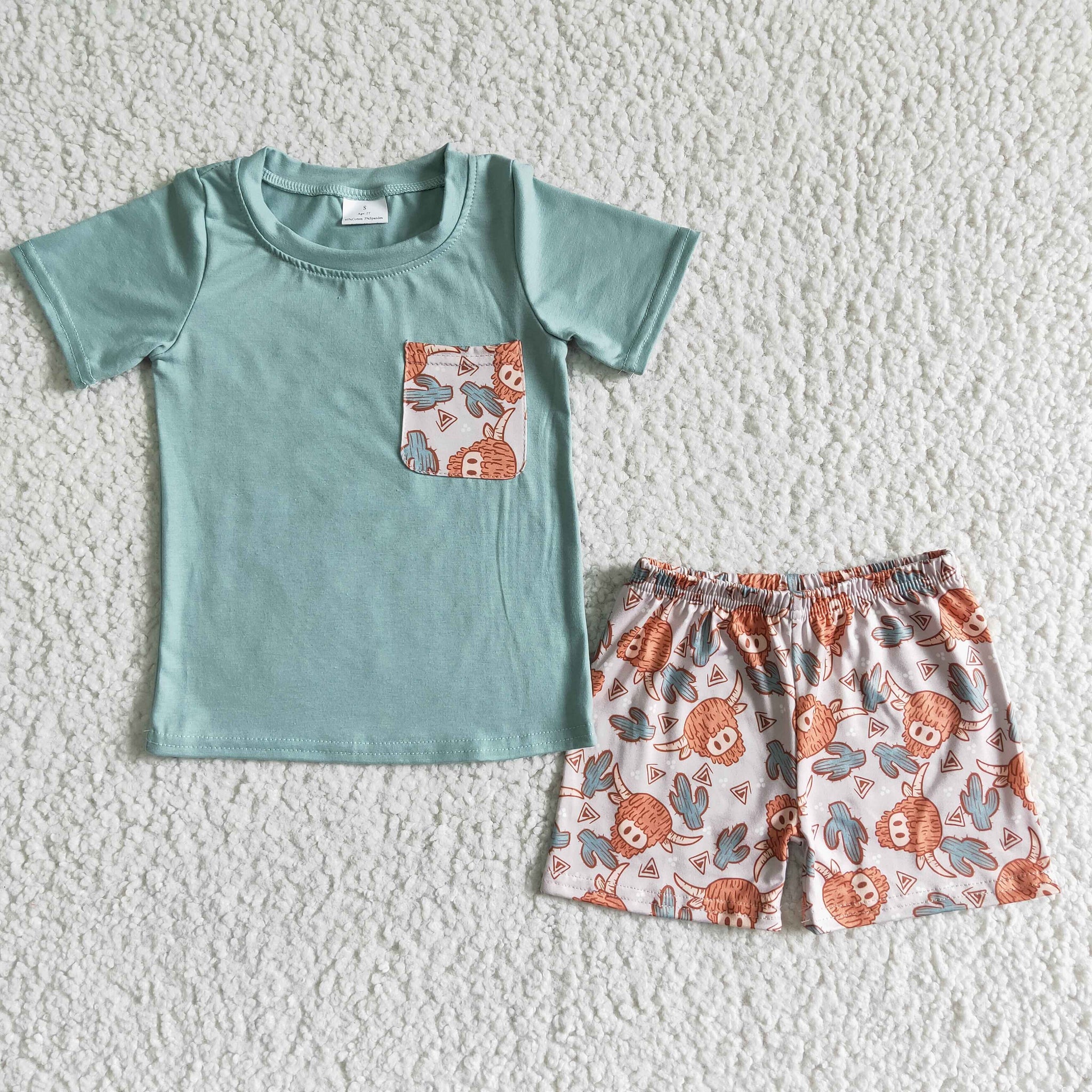 BSSO0043 Baby Boys Cactus Summer Shorts Sets