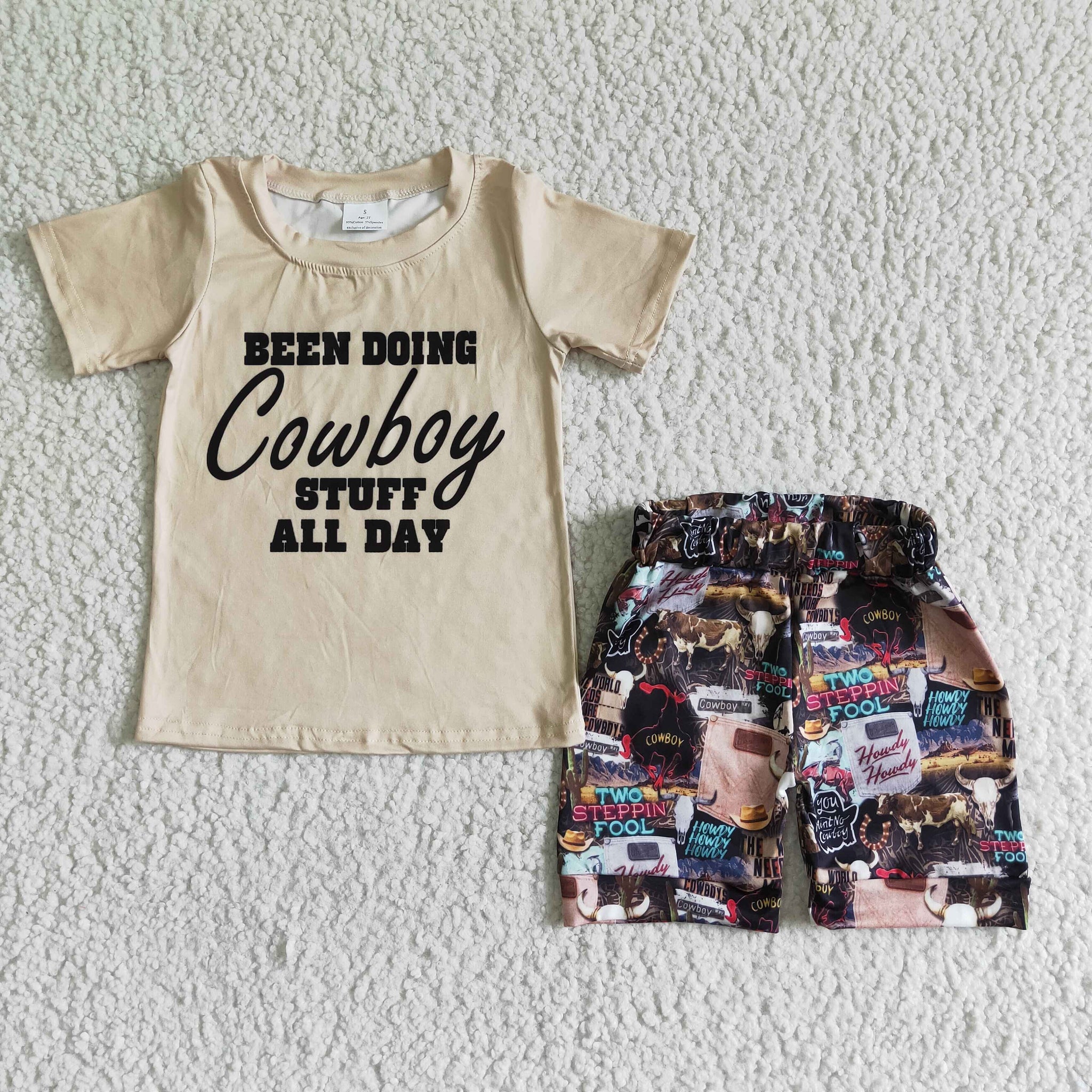 GSSO0017 Baby Boys Cowboy Summer Shorts Sets