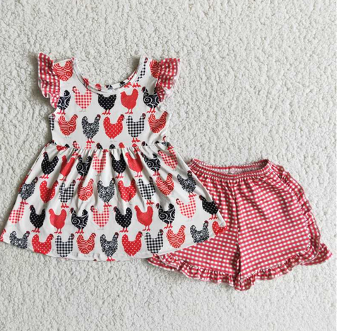 A3-22 Baby Girls Summer Short Sleeve Shorts Sets