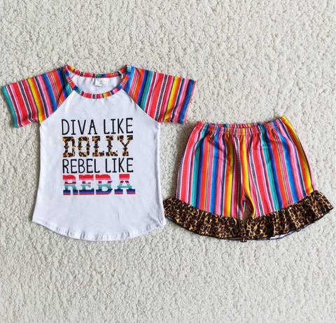 B7-1 Baby Girls Summer Short Sleeve Shorts Sets