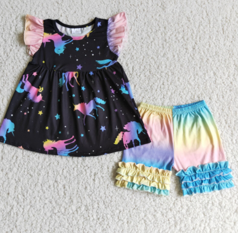 D2-26 Baby Girls Summer Short Sleeve Shorts Sets