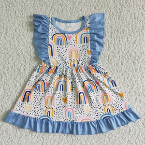 GSD0016 Baby Girls rainbow  Sleeve Dress