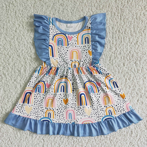 GSD0016 Baby Girls rainbow  Sleeve Dress
