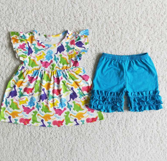 D11-27 Baby Girls Summer Short Sleeve Shorts Sets