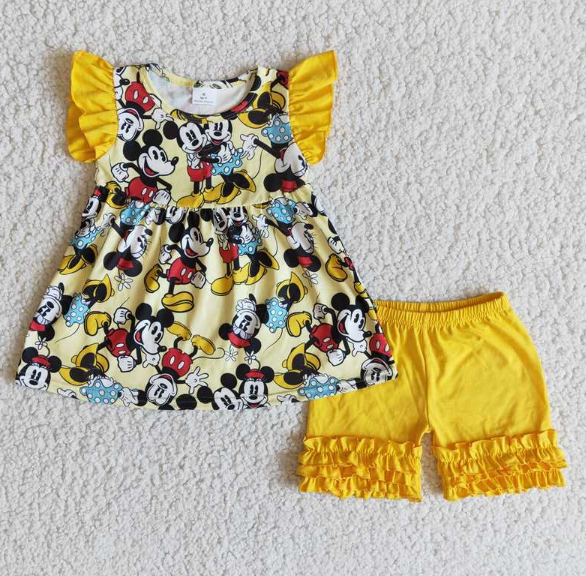 C8-3 Baby Girls Summer Short Sleeve Shorts Sets