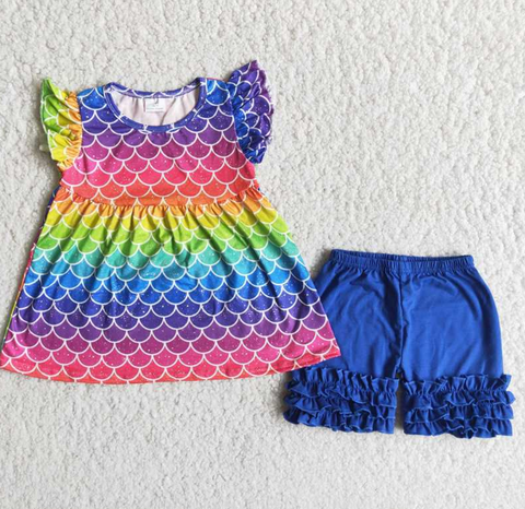 A7-4 Baby Girls Summer Short Sleeve Shorts Sets