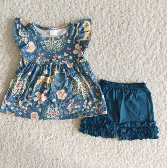 A5-14 Baby Girls Summer Short Sleeve Shorts Sets