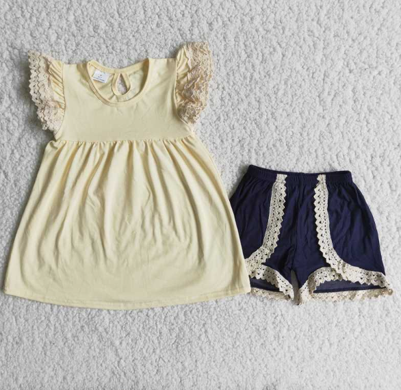 A13-21 Baby Girls Summer Short Sleeve Shorts Sets