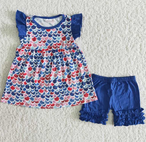 C9-1 Baby Girls Summer Short Sleeve Shorts Sets