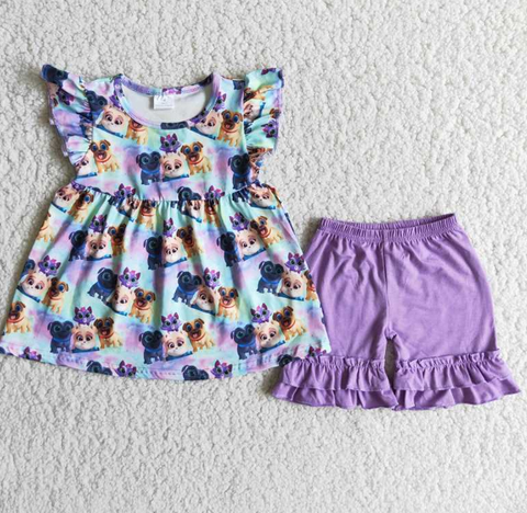B12-1 Baby Girls Summer Short Sleeve Shorts Sets