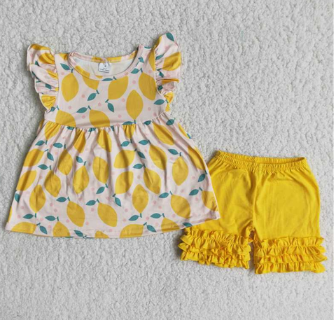 C15-37 Baby Girls Summer Short Sleeve Shorts Sets