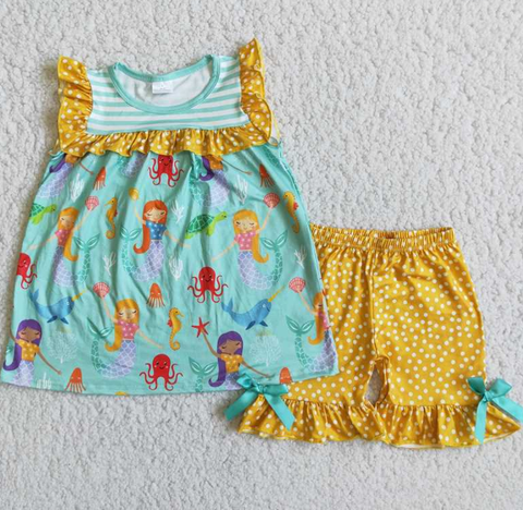D9-11 Baby Girls Summer Short Sleeve Shorts Sets