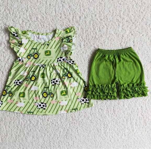D11-26 Baby Girls Summer Short Sleeve Shorts Sets