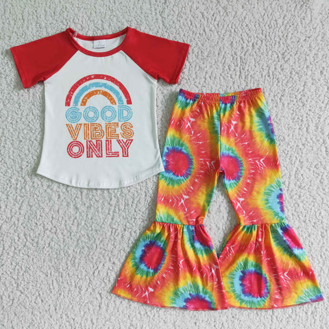 B14-15 Baby Girls  Sleeve and Bell Bottoms Pants Sets