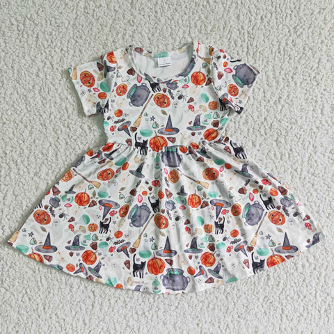 A3-24 Baby Girls  Sleeve pumpkin Dress