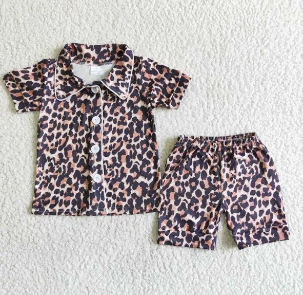 B14-25 Baby Boys Leopard  Summer Shorts Sets