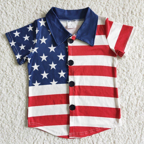 B17-19 4th july Short Sleeve Boys Shirt