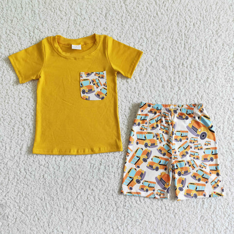 BSSO0041 Baby Boys back to school  Summer Shorts Sets