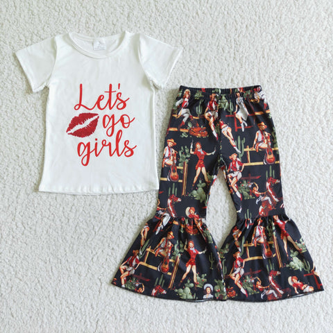 B7-15 Baby  Short Sleeve and Bell Bottoms Pants Sets