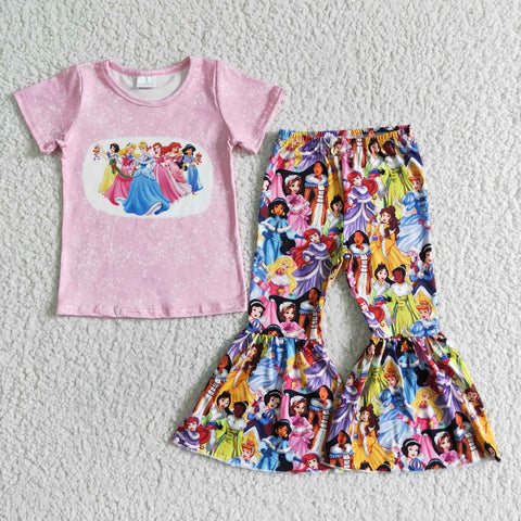 B7-22 Baby Girls  Sleeve and Bell Bottoms Pants Sets