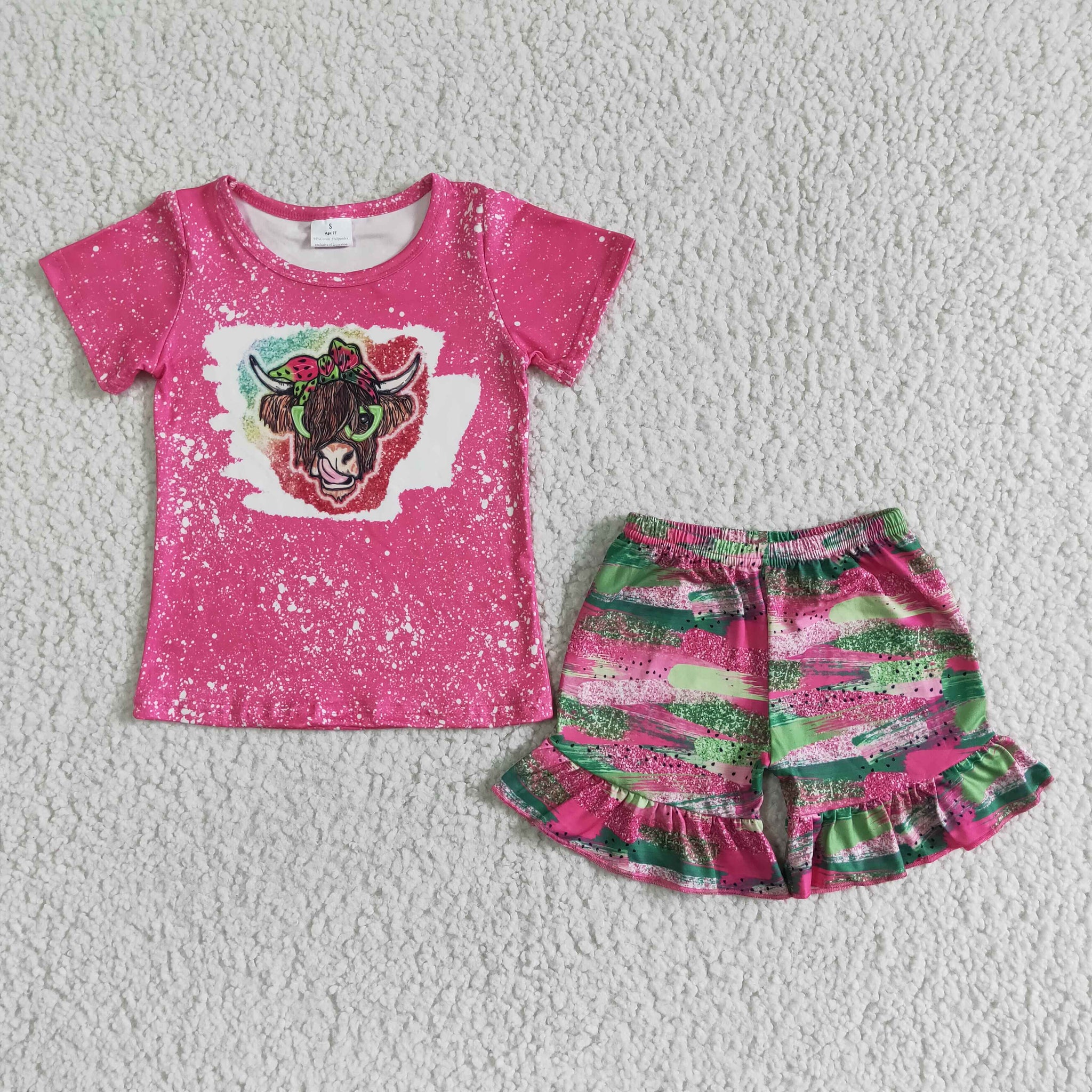 GSSO0074 Baby Girls bulk Summer Short Sleeve Shorts Sets