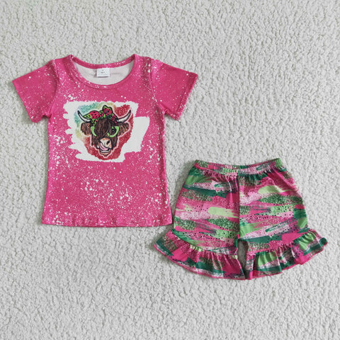 GSSO0074 Baby Girls bulk Summer Short Sleeve Shorts Sets