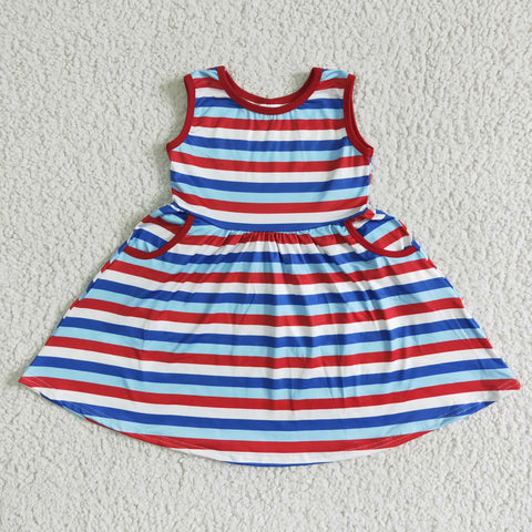 A1-13-2 4th July Baby Girls  Sleeve Dress