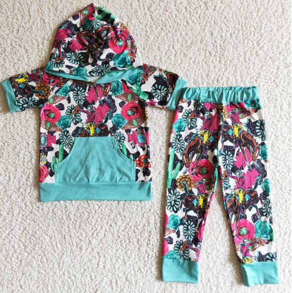 Baby Boys Short Sleeve pants sets with flower print