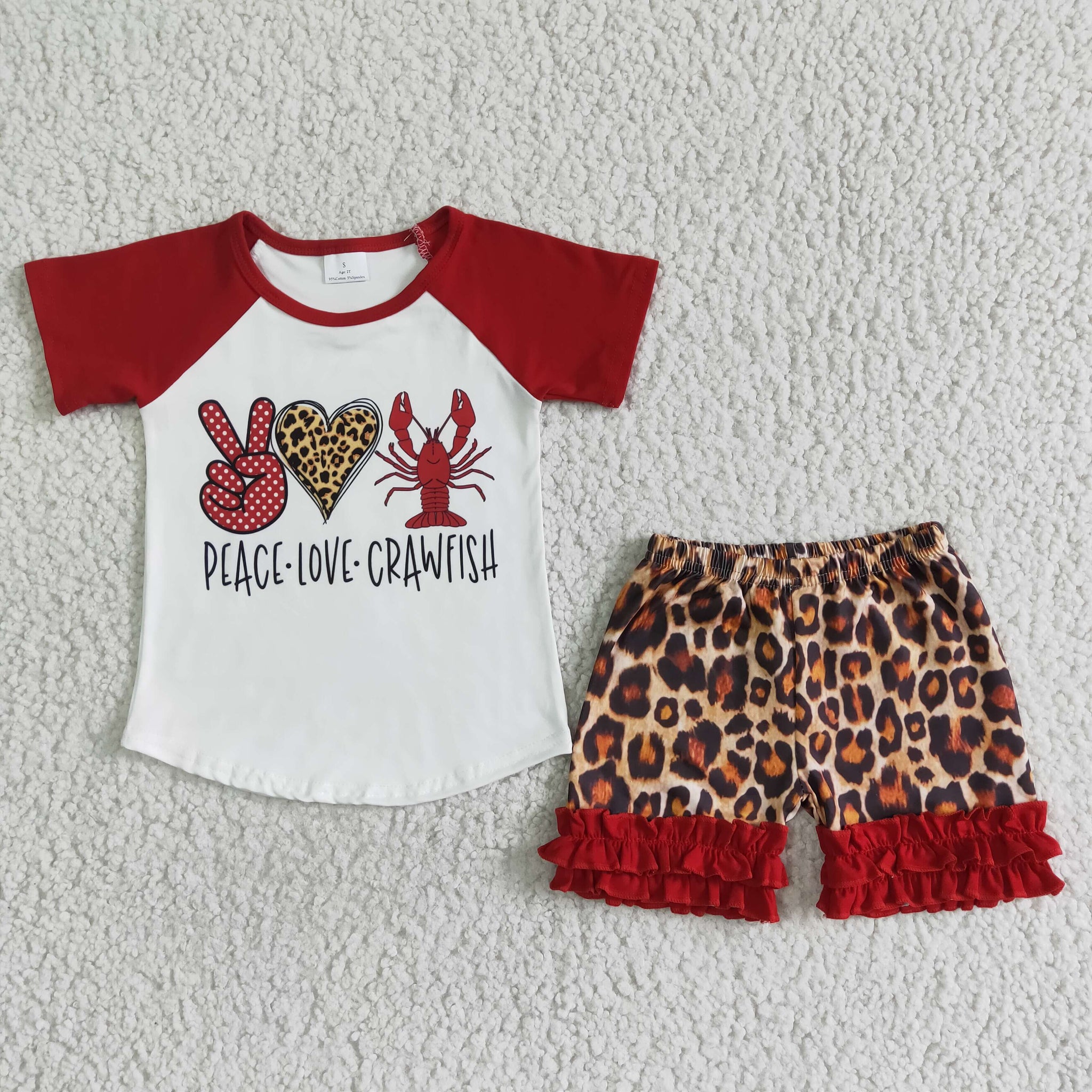 C14-15 Baby Girls Carwfish  Summer Short Sleeve Shorts Sets