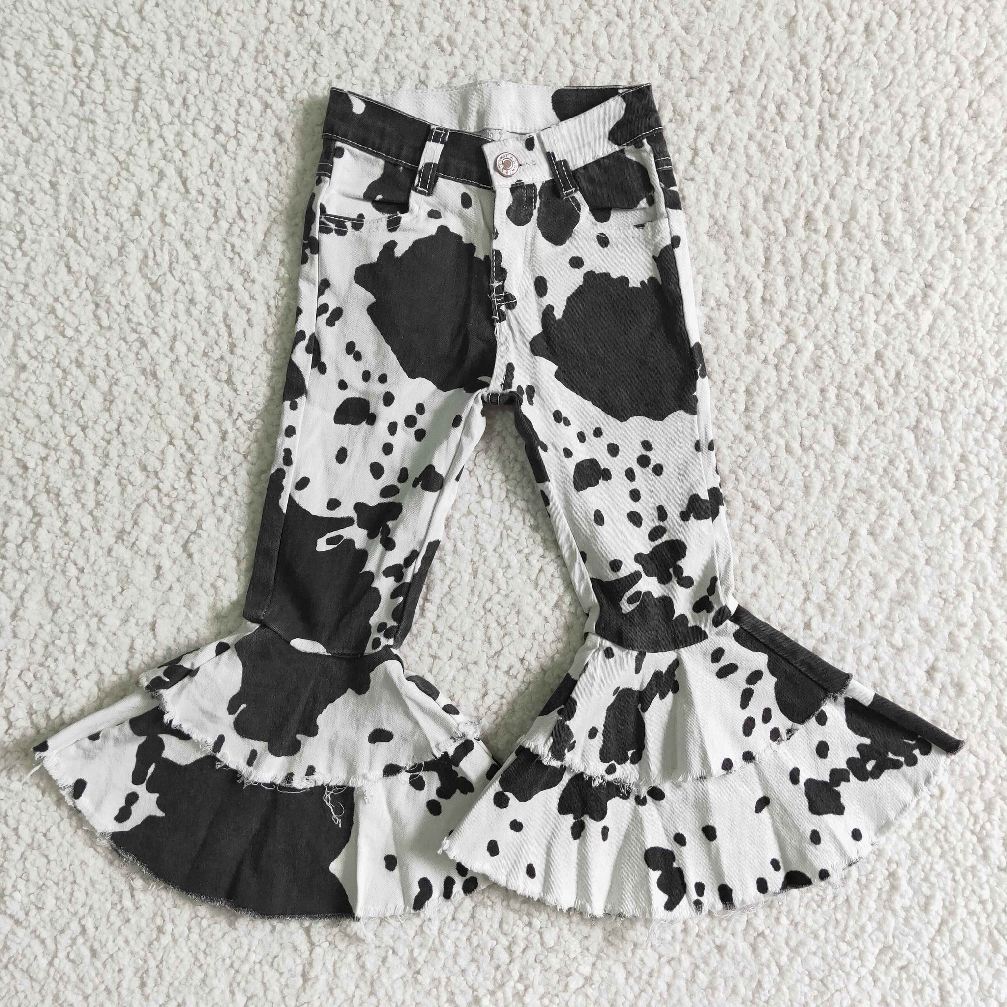 P0001 Cow Jeans Long Pants Bell Bottoms