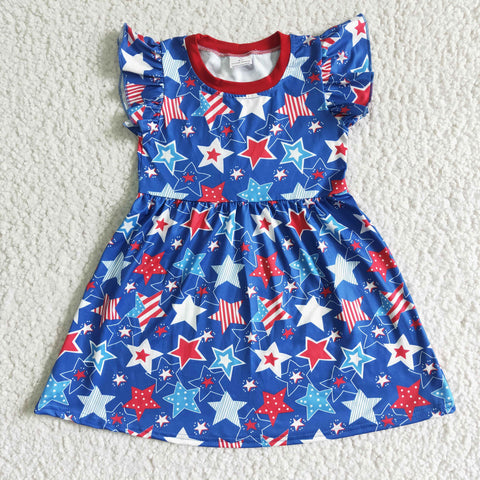 C11-9 4th July Baby Girls  Sleeve Dress