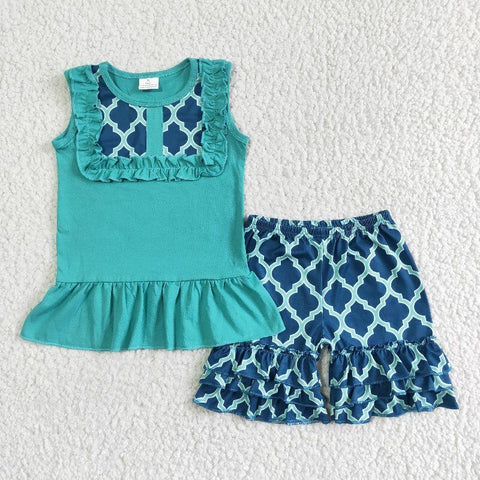 A8-24 Baby Girls  Summer Short Sleeve Shorts Sets