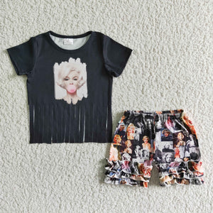 B5-1 Baby Girls Summer Short Sleeve Shorts Sets