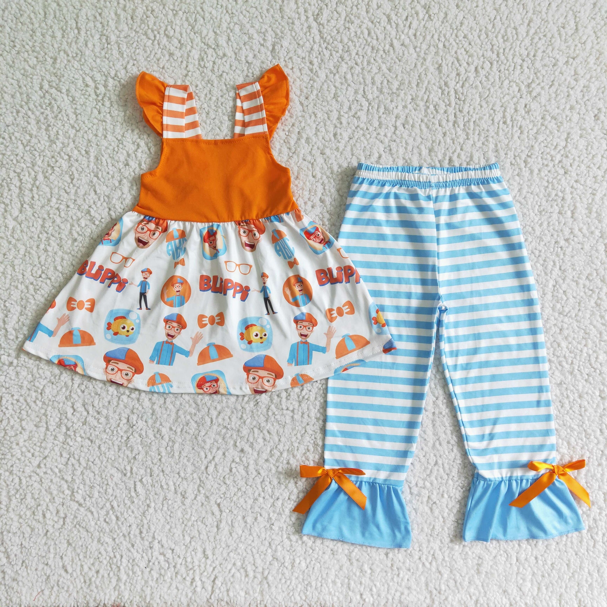 B14-2 Baby Cartoon Short Sleeve  Pants Girl Sets
