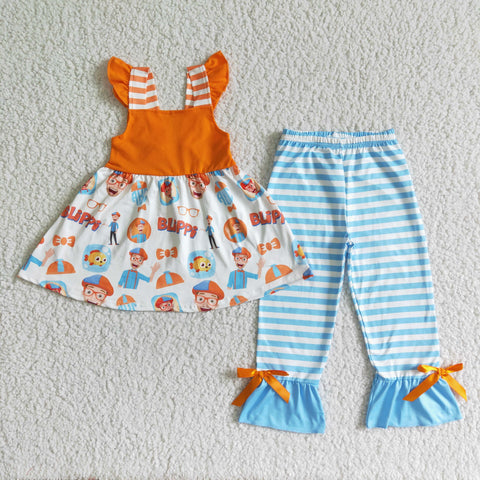 B14-2 Baby Cartoon Short Sleeve  Pants Girl Sets