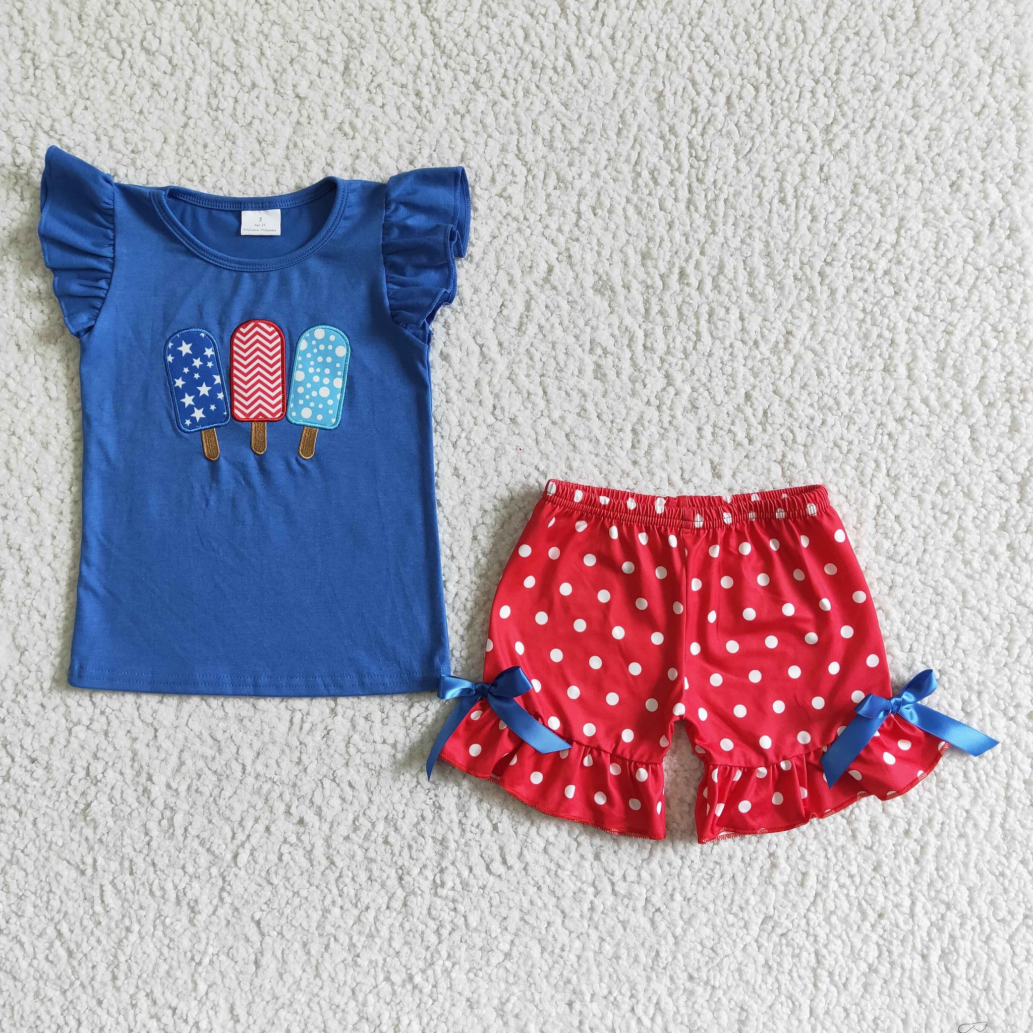 GSSO0090 Baby Girls  Popsicle Short Sleeve Shorts Sets