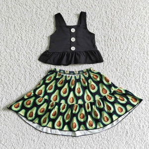 GSD0081 Baby Girls avocado Summer Short Sleeve Shorts Sets