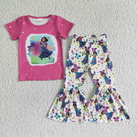 GSPO0067 Baby Cartoon Short Sleeve and Bell Bottoms Pants Sets