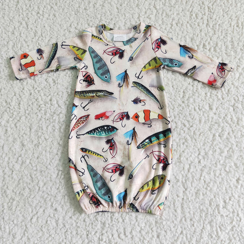 NB0004 Fish Baby girls gown for sleepwear