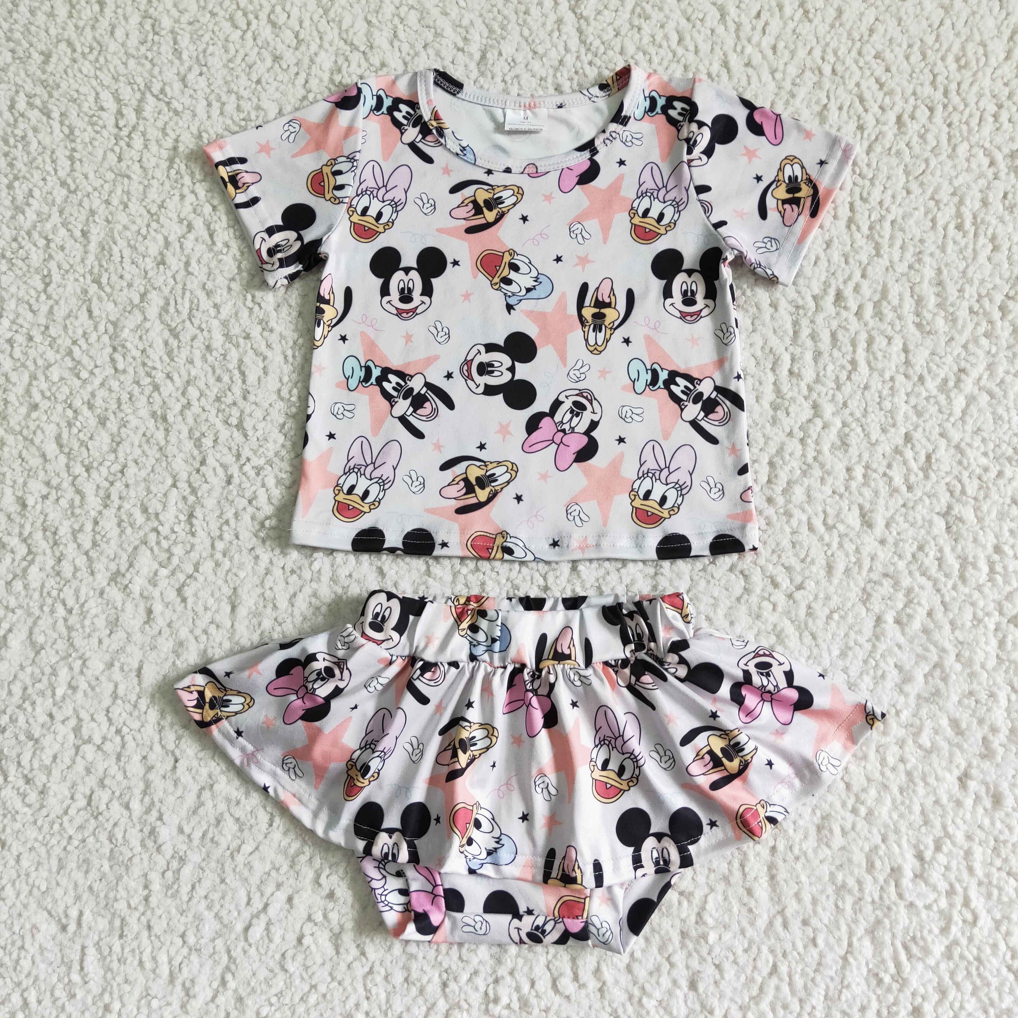 GBO0046 Cartoon Newborn Infant Baby Girls Bummies Sets