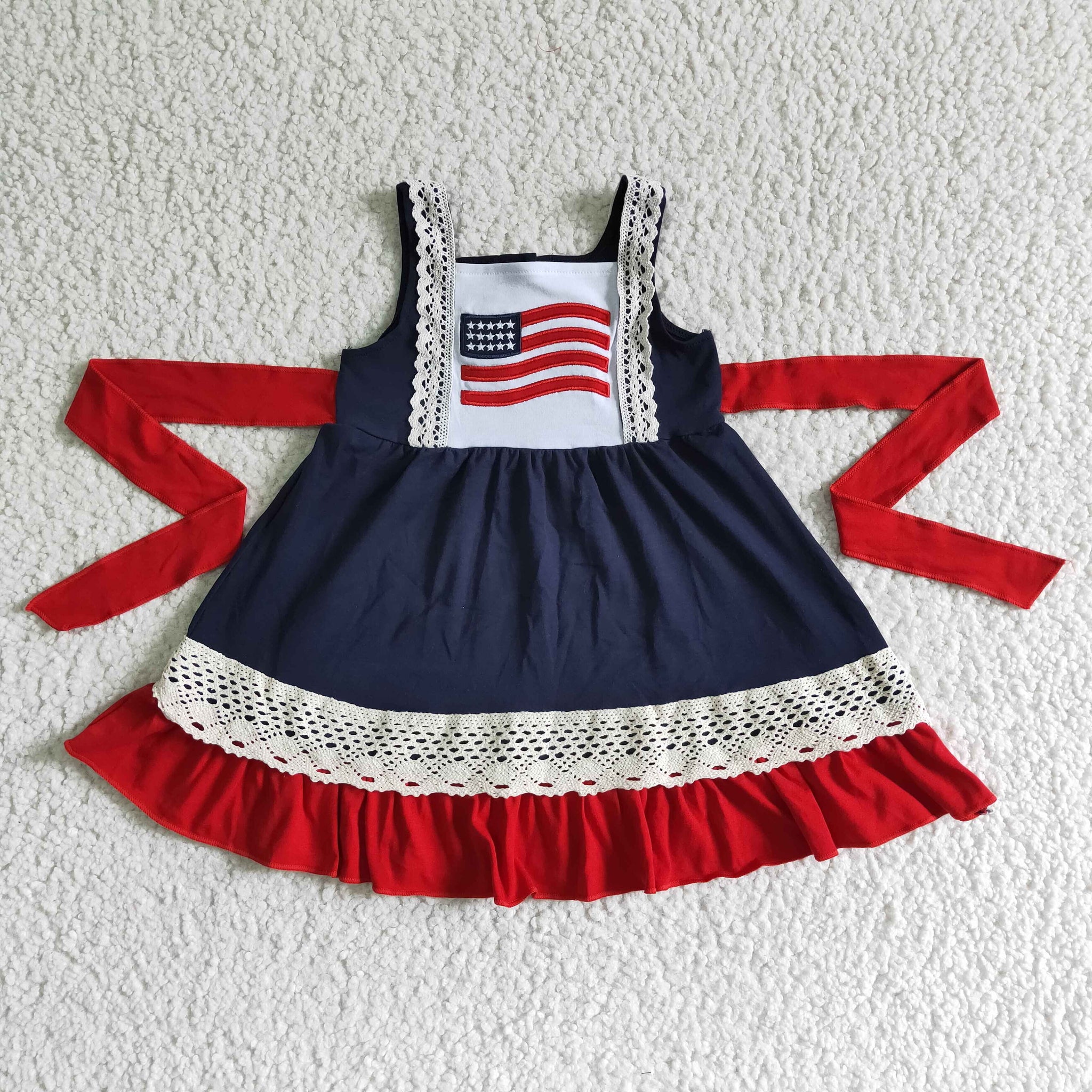 A9-3 4th July Baby Girls  Sleeve Dress