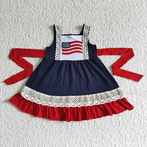 A9-3 4th July Baby Girls  Sleeve Dress