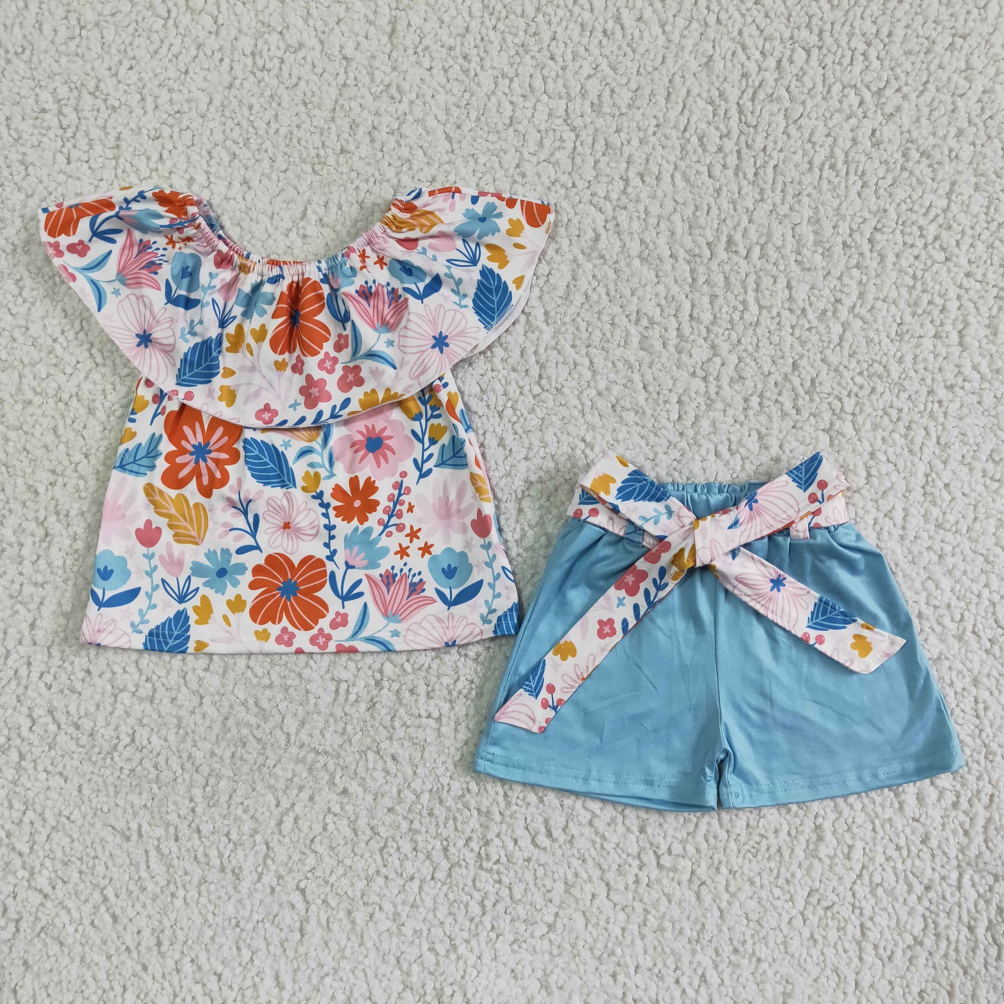 GSSO0099 Baby Girls   Summer Short Sleeve Shorts Sets