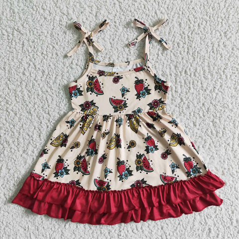 GSD0087 Summer watermelon Baby Girls  Sleeve Dress