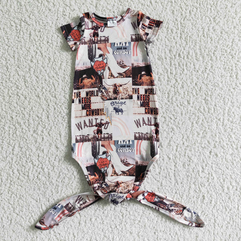 NB0009 Cowboy Baby girls gown for sleepwear