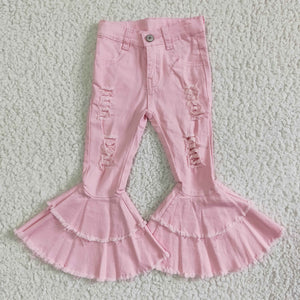 P0005 Pink Jeans Long Pants Bell Bottoms