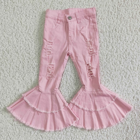 P0005 Pink Jeans Long Pants Bell Bottoms