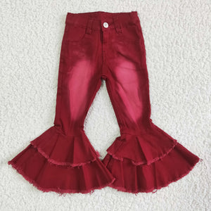 P0004 Red Jeans Long Pants Bell Bottoms