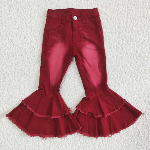 P0004 Red Jeans Long Pants Bell Bottoms